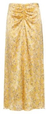 BOSS - High Waisted Midi Skirt In Brushstroke Print Fabric - Patterned