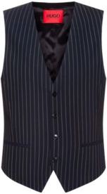 BOSS - Slim Fit Waistcoat In Pinstripe Stretch Virgin Wool - Dark Blue