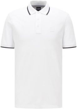 HUGO BOSS - Logo Patch Polo Shirt In Cotton Blend Piqu - White