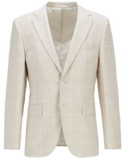 HUGO BOSS - Regular Fit Jacket In Checked Cloth - White