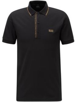 HUGO BOSS - Slim Fit Polo Shirt In Oxford Cotton Piqu With Logo Tape Placket - Black