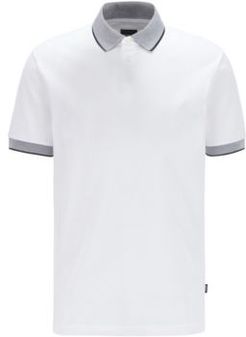 HUGO BOSS - Cotton Polo Shirt With Embroidered Logo Collar - White