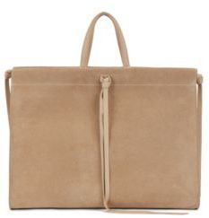 HUGO BOSS - Suede Tote Bag With Knotted Tassel Trims - Beige