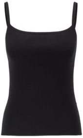 HUGO BOSS - Knitted Undershirt Top With Square Neckline - Black
