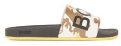 HUGO BOSS - Italian Made Slides With Camouflage Print And Monogram Sole - Light Yellow