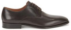 HUGO BOSS - Derby Shoes In Polished Leather With Stitching Details - Dark Brown