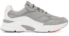 HUGO BOSS - Running Trainers With Leather And Open Mesh - Light Grey