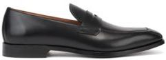 HUGO BOSS - Leather Lined Penny Loafers In Polished Leather - Black