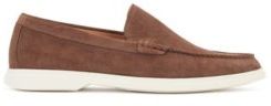 HUGO BOSS - Suede Moccasins With Contrast Sole - Dark Brown