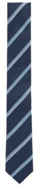 HUGO BOSS - Diagonally Striped Tie In Jacquard Fabric - Dark Blue