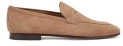 HUGO BOSS - Italian Made Suede Loafers With Penny Trim - Beige