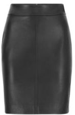 HUGO BOSS - Leather Skirt With Rear Zip And Feature Stitching - Black