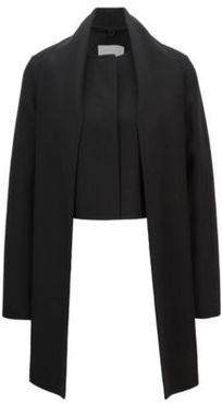 HUGO BOSS - Cropped Regular Fit Jacket With Detachable Scarf - Black