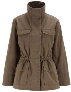 HUGO BOSS - Field Jacket In Garment Dyed Cotton With Drawstring Waist - Khaki