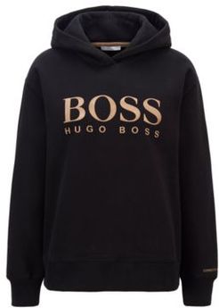 HUGO BOSS - Relaxed Fit Hoodie In French Terry With Chest Logo - Black