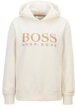 HUGO BOSS - Relaxed Fit Hoodie In French Terry With Chest Logo - White