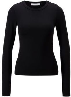 HUGO BOSS - Long Sleeved Slim Fit T Shirt With Rear Slogan - Black