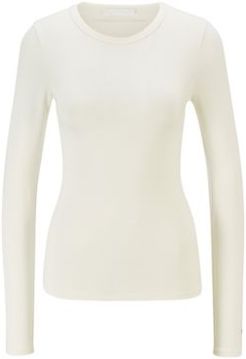HUGO BOSS - Long Sleeved Slim Fit T Shirt With Rear Slogan - White