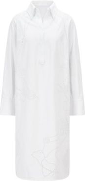 HUGO BOSS - Relaxed Fit Shirt Dress With Deep Side Slits - White