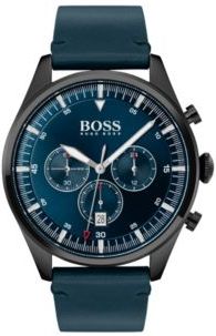 HUGO BOSS - Black Plated Chronograph Watch With Blue Dial And Strap