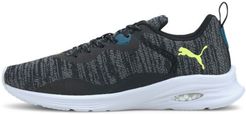 HYBRID Fuego Knit Men's Running Shoes in Black/Ultra Grey/Yellow, Size 14