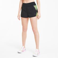 Run Lite Women's Woven Shorts in Black/Fizzy Yellow, Size XL