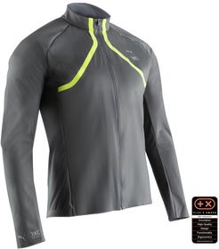 by X-BIONIC® RAINSPHERE Men's Running Jacket in Charcoal Grey/Yellow Alert, Size M