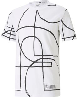 Court Men's AOP T-Shirt in White, Size 3XL