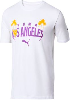 City Attack LA Palms Men's T-Shirt in White/Purple/Gold, Size S