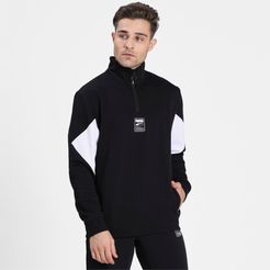 Rebel Men's Half Zip Sweatshirt in Black, Size XL