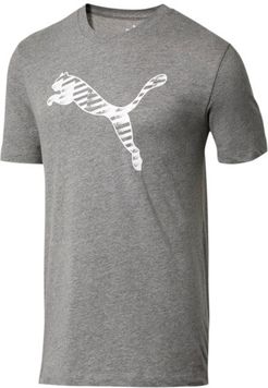 Cat Logo Men's Brand T-Shirt in Medium Grey Heather, Size S