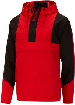 Style Overhead Men's Windbreaker Jacket in High Risk Red/Black, Size M