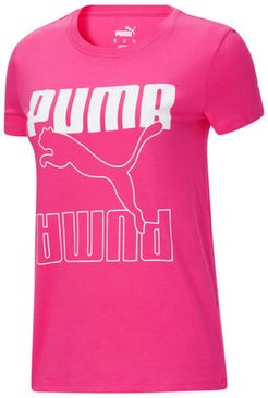 Big Cat Logo Fill Women's T-Shirt in Glowing Pink, Size L