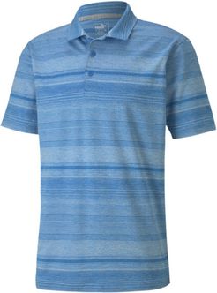 Variegated Men's Striped Polo Shirt in Ibiza Blue Heather, Size M