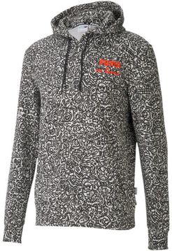 x MR DOODLE Men's AOP Hoodie in Black/Aop, Size M