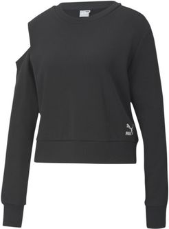 T7 2020 Fashion Women's Crewneck Sweatshirt in Cotton Black, Size XL