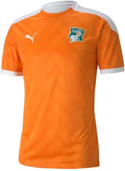 Ivory Coast Men's Stadium Jersey in White/Flame Orange, Size XL