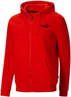 Essentials Men's Hooded Fleece Jacket in High Risk Red, Size S