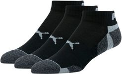 Extended Heel/Toe Quarter Crew Socks 3 Pack in Black/Grey, Size 10-13