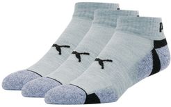 Extended Heel/Toe Quarter Crew Socks 3 Pack in Grey/Black, Size 10-13