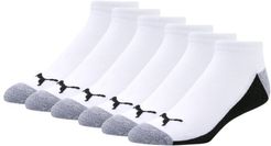 Low Cut Outline Socks 6 Pack in White/Black, Size 10-13