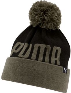 Slope Cuff Pom Beanie Hat in Olive/Black