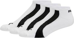 No Show Bamboo Socks 3 Pack in White/Black, Size 10-13
