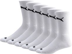 Crew Socks 6 Pack in White/Black, Size 10-13