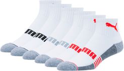Quarter Crew Socks 6 Pack in White, Size 10-13