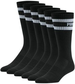 Crew Socks 6 Pack in Black/White, Size 10-13