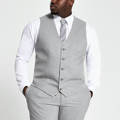Mens Big and Tall grey textured waistcoat