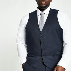 Mens Big and Tall navy suit waistcoat