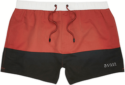 Mens Big and Tall red colour blocked swim shorts