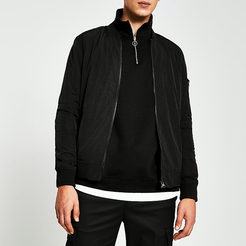 Mens Black crinkle bomber jacket